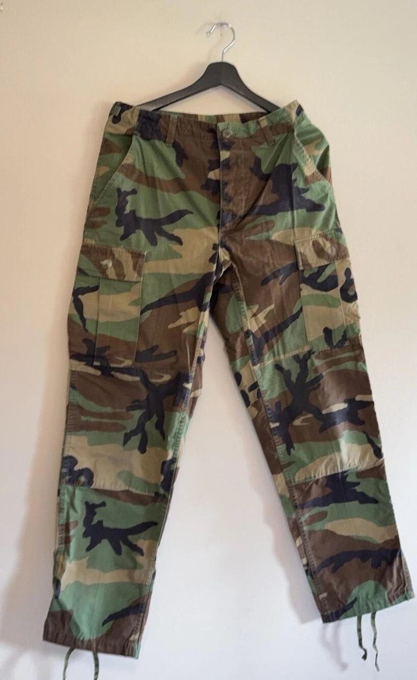 Army Cargo Pants Mens 30x29 Green Camouflage Ripstop BDU Military Relaxed Fit